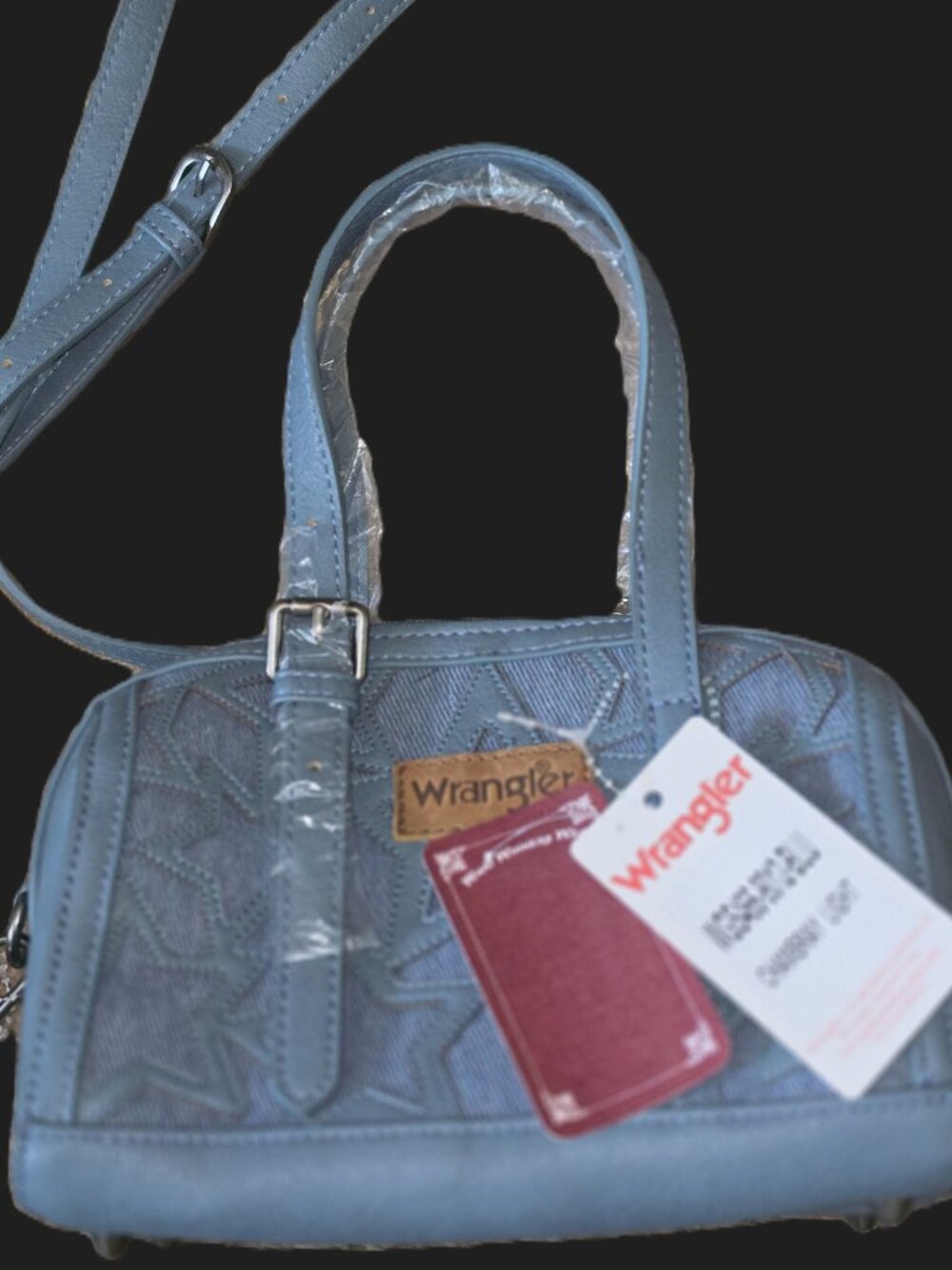 WRANGLER DENIM Blue STARS Women's Crossbody Handbag w adjustable handles NWT